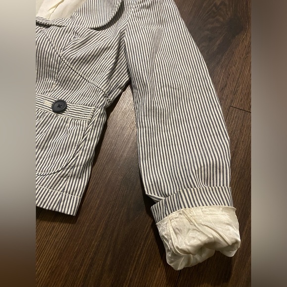 Women’s Banana Republic Blue Pin Stripe White Blazer Jacket 2P - Picture 8 of 12